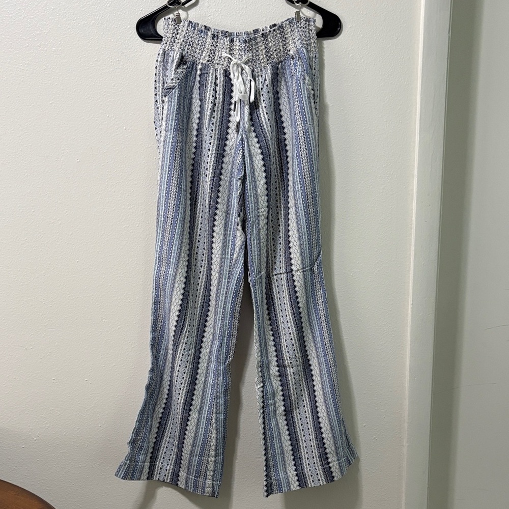 Rewash Blue and White Striped Flare Pants